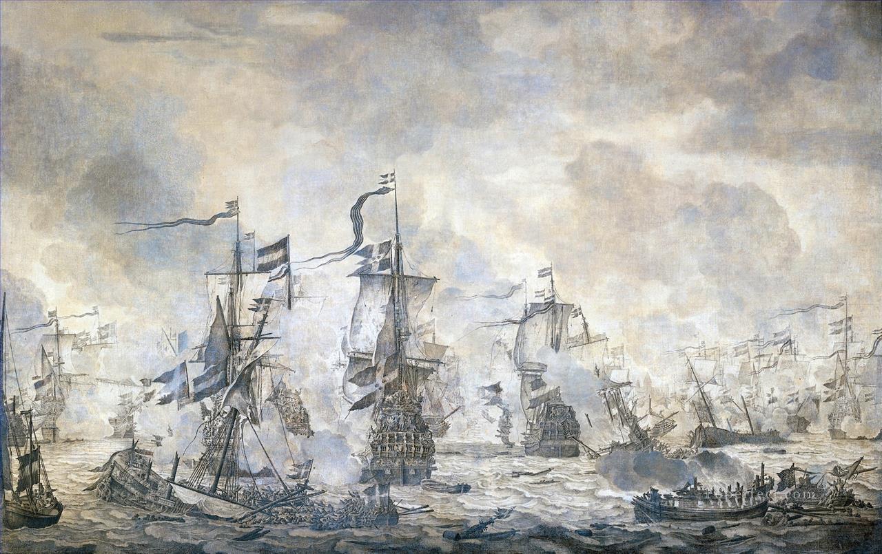 デ・ソントのスラグ サウンドの戦い 1658 年 11 月 8 日 ウィレム・ファン・デ・ヴェルデ 1 世 1665 年 海戦油絵